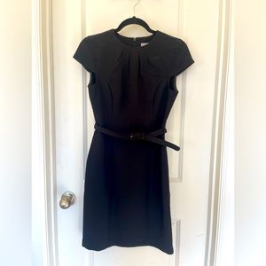 H & M, capsleeve, fitted dress with belt, size XS